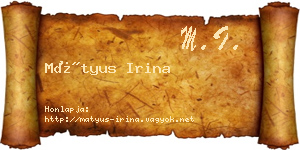 Mátyus Irina névjegykártya